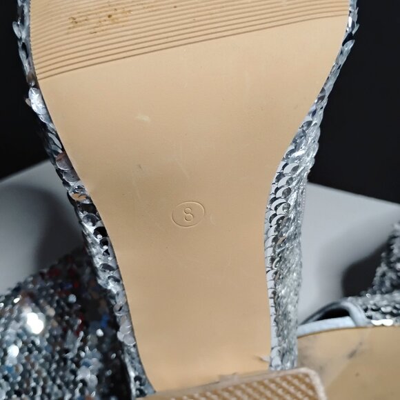 KHPAERMEI Sexy Sparkly Size 8 Thigh High Boots Open Toe Chunky Heel - Picture 14 of 16